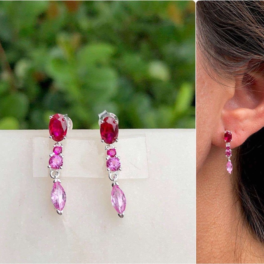 Sophisticated Red and Pink Crystal Earrings